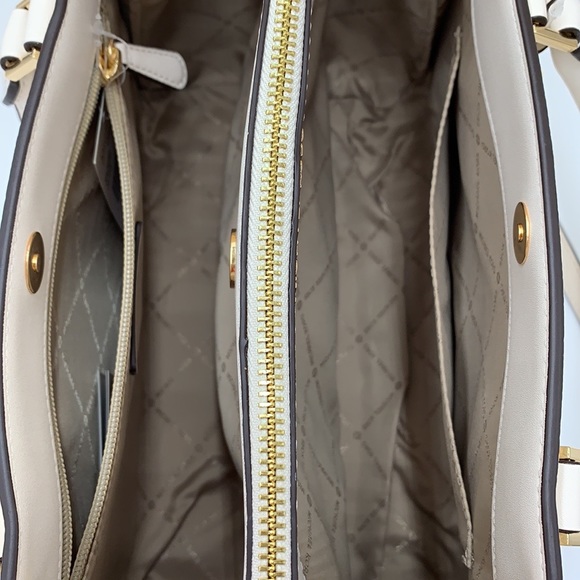 Michael Kors Daria Large Satchel Bag Leather Light Cream - Picture 11 of 16